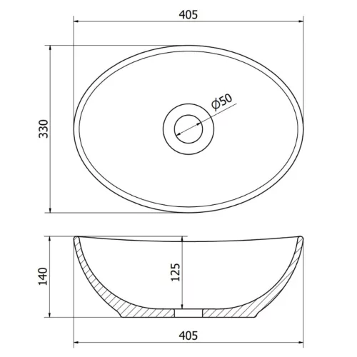 Welland Y9020A pultra építhető mosdókagyló - 40 x 33 cm (arany)