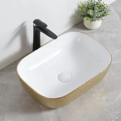 Welland pultra építhető kerámia mosdó - arany