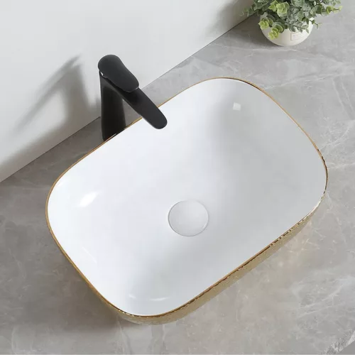 Welland pultra építhető kerámia mosdó - arany