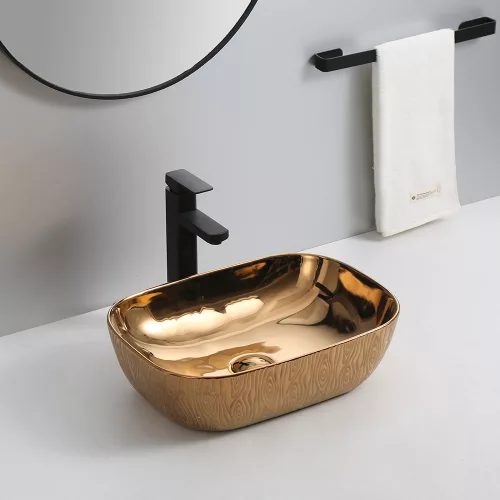 Welland pultra építhető kerámia mosdó - arany