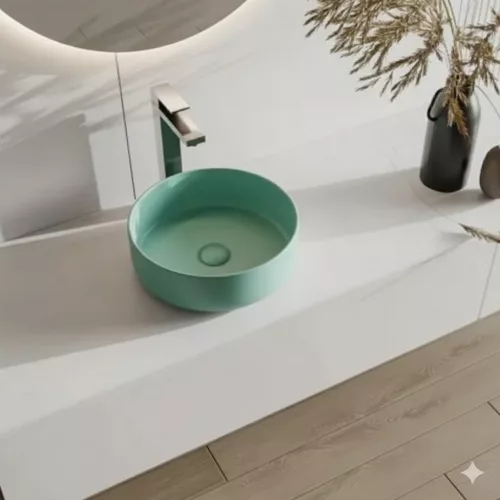 Welland pultra építhető kerámia mosdó - zöld