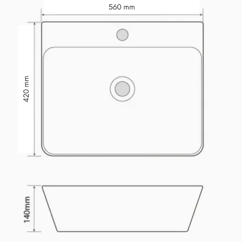 Welland pultra építhető mosdókagyló - 56 x 42 cm