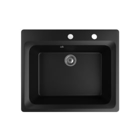   Gránit mosogató NERO Italia + szifon készlet (matt fekete)