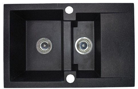 NERO D737-47C Gránit Mosogató + Design csap + Adagoló (fekete) termék 2. képe