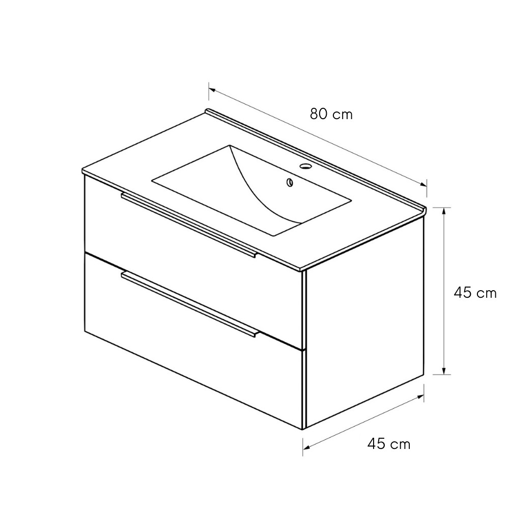 Intenso fiókos fürdőszobabútor mosdókagylóval - 80 cm (magasfényű fekete) termék 2. képe