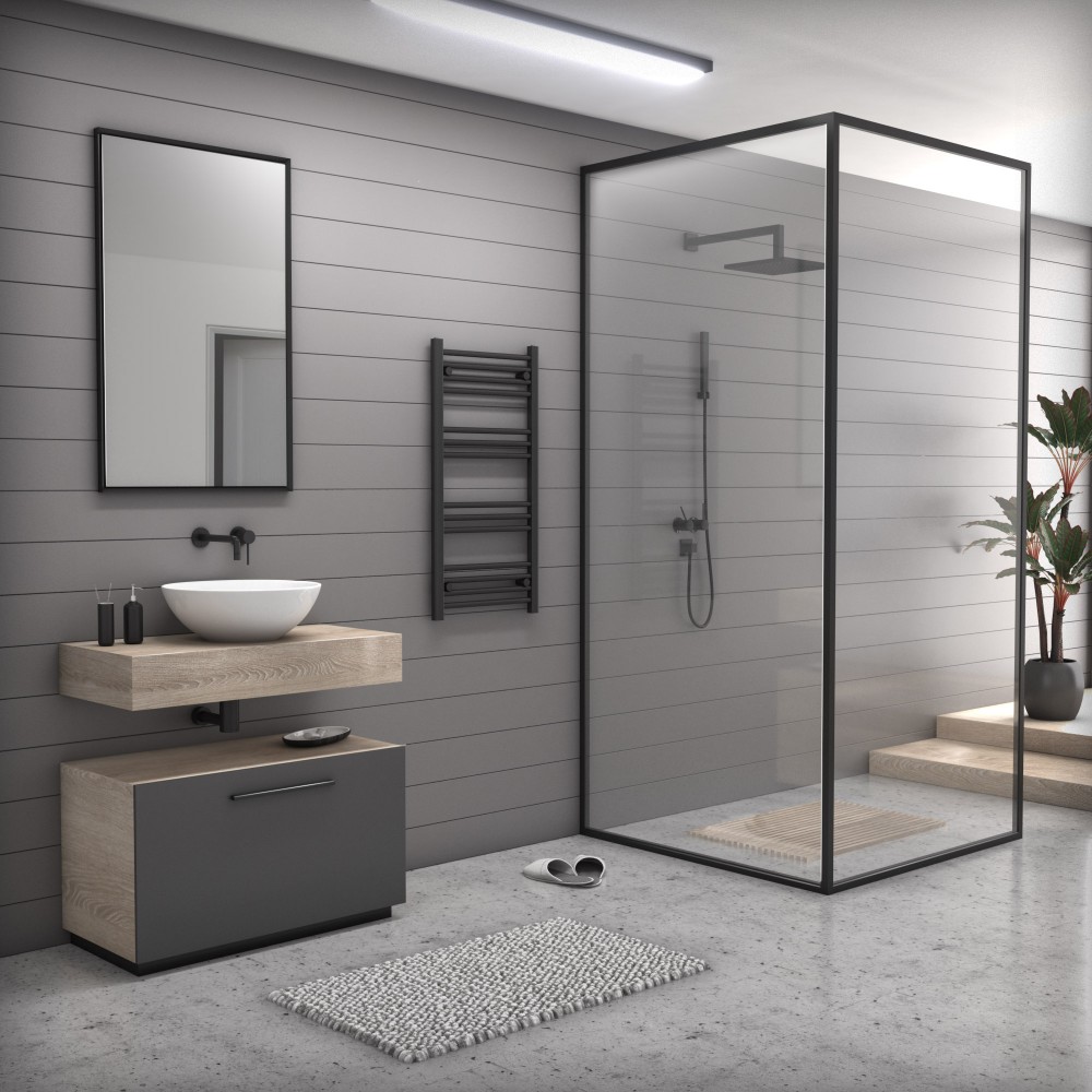 Törölközőszárító radiátor 50 x 100 cm - Nero Italia (fekete) termék 2. képe