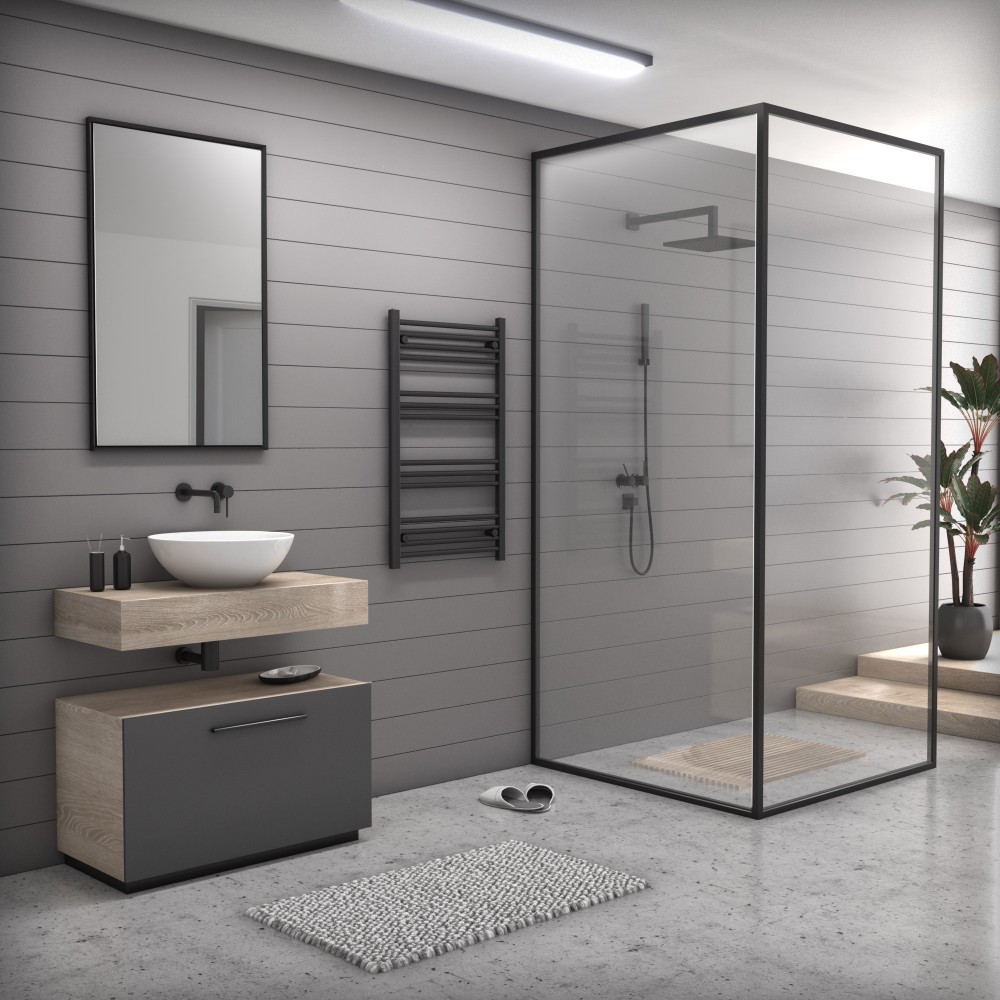 Törölközőszárító radiátor 60 x 100 cm - Nero Italia (fekete) termék 2. képe