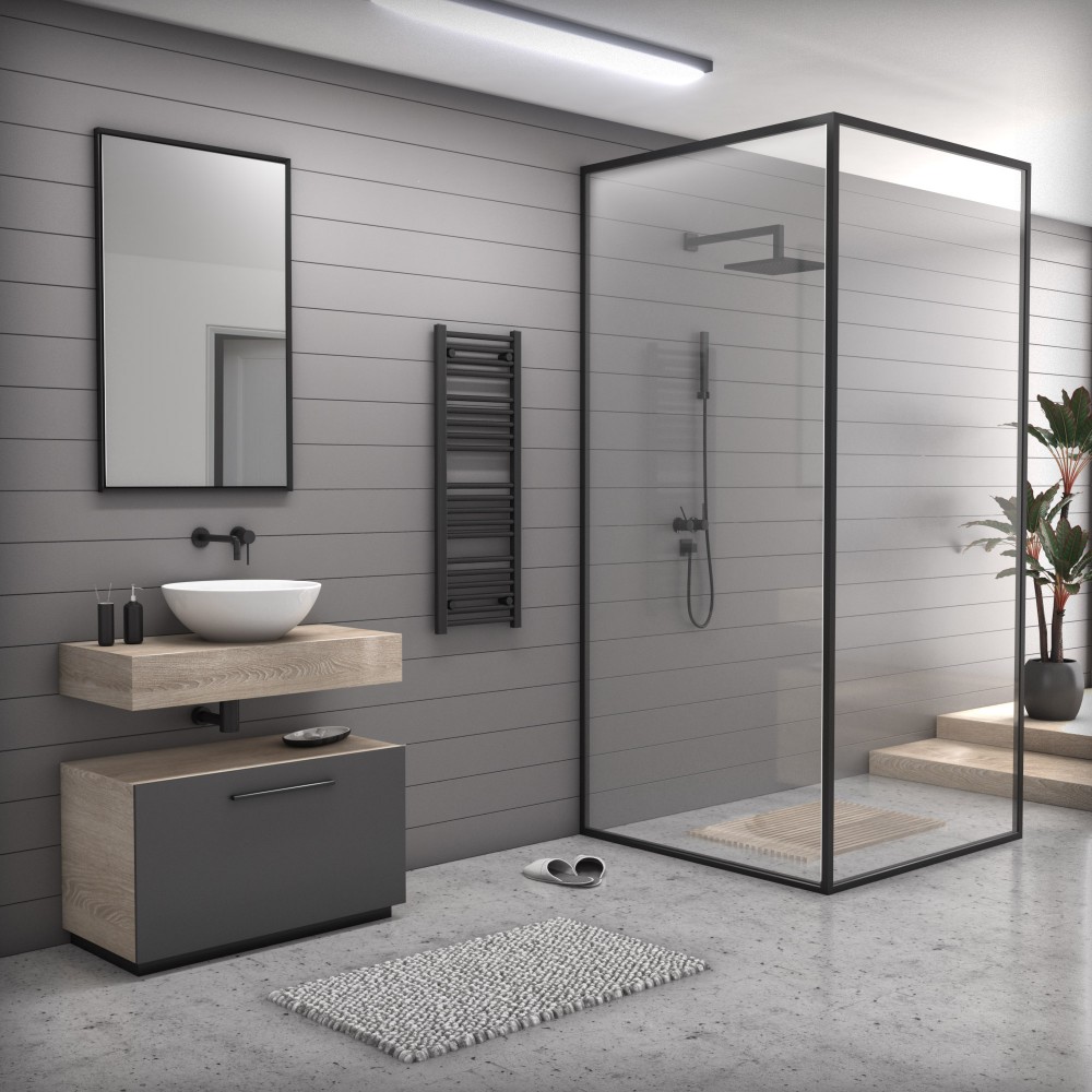 Törölközőszárító radiátor 40 x 110 cm - Nero Italia (fekete) termék 2. képe