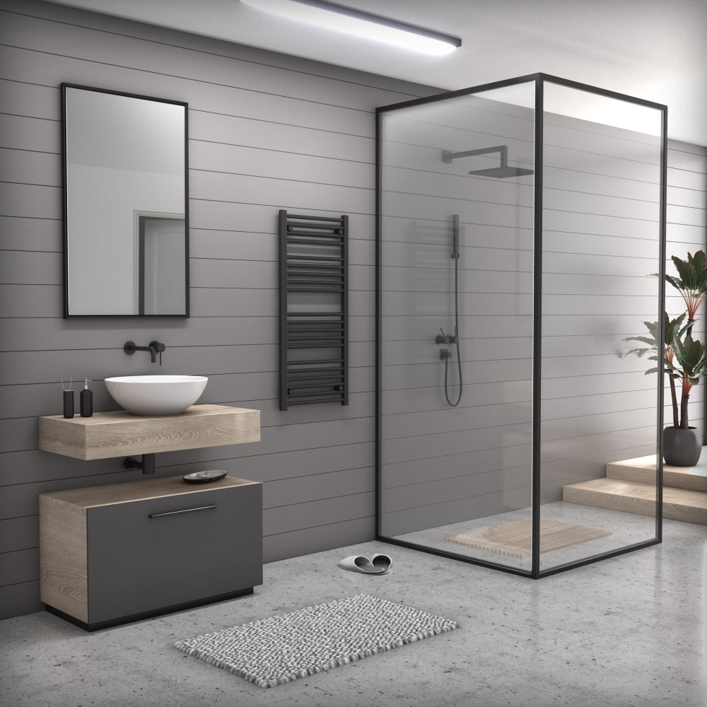 Törölközőszárító radiátor 50 x 110 cm - Nero Italia (fekete) termék 2. képe