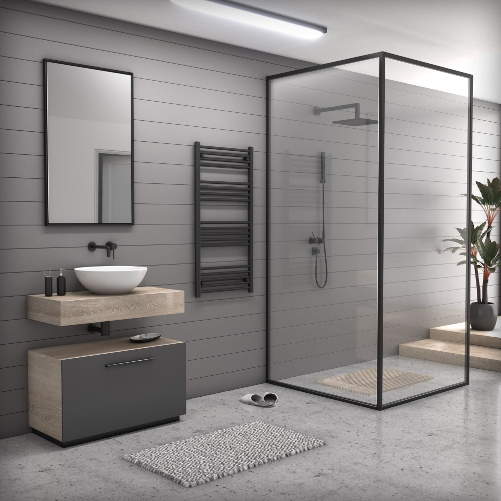 Törölközőszárító radiátor 60 x 120 cm - Nero Italia (fekete) termék 2. képe