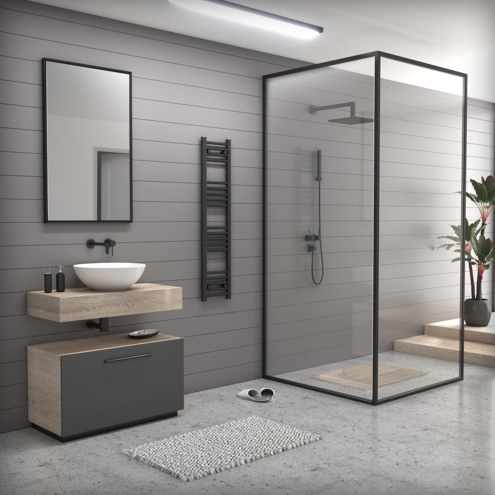 Törölközőszárító radiátor 30 x 130 cm - Nero Italia (fekete) termék 2. képe