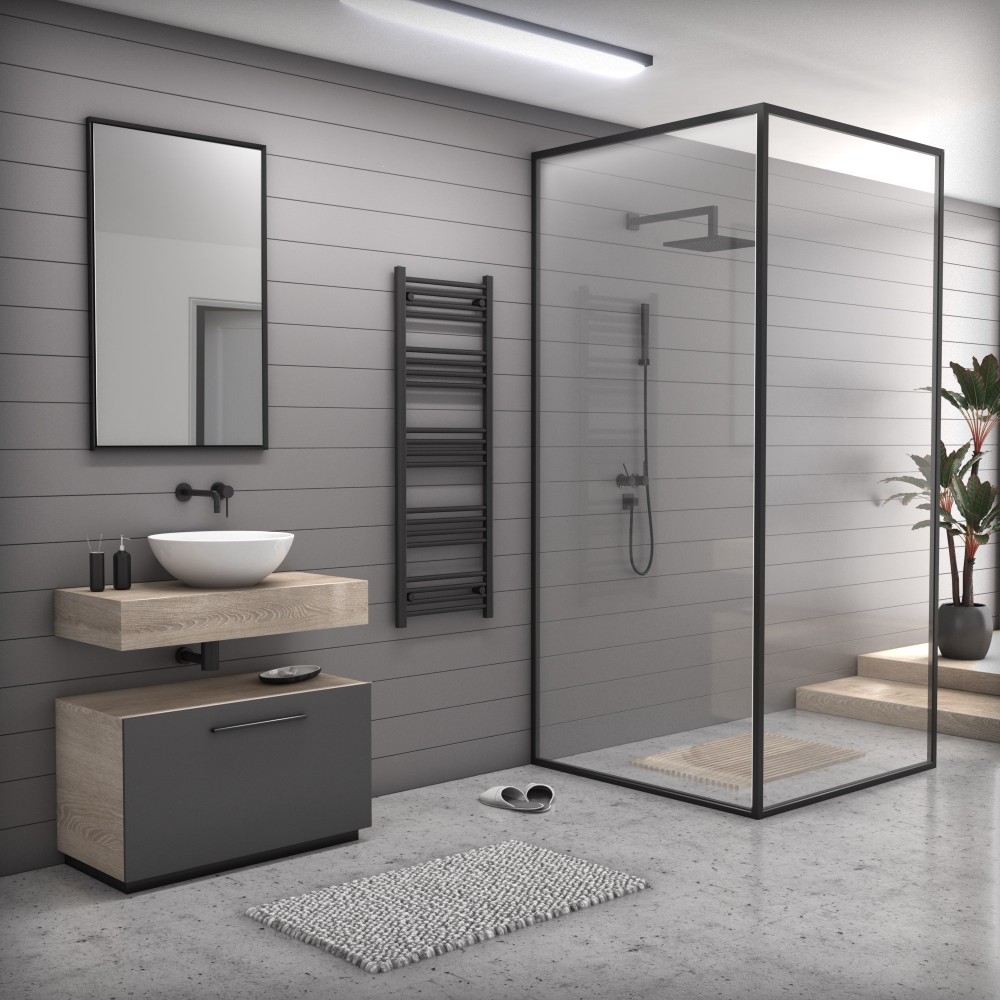 Törölközőszárító radiátor 50 x 140 cm - Nero Italia (fekete) termék 2. képe