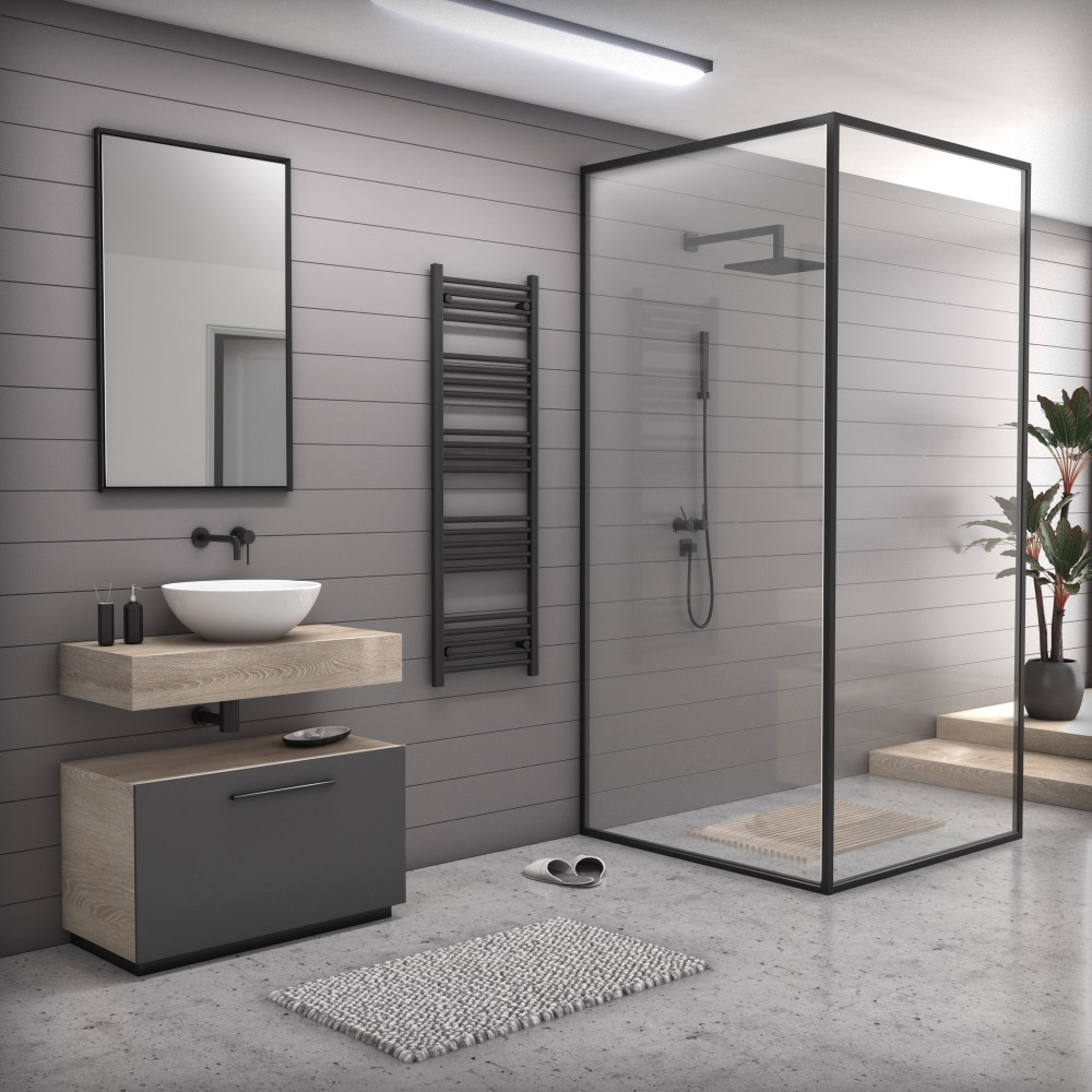 Törölközőszárító radiátor 50 x 150 cm - Nero Italia (fekete) termék 2. képe