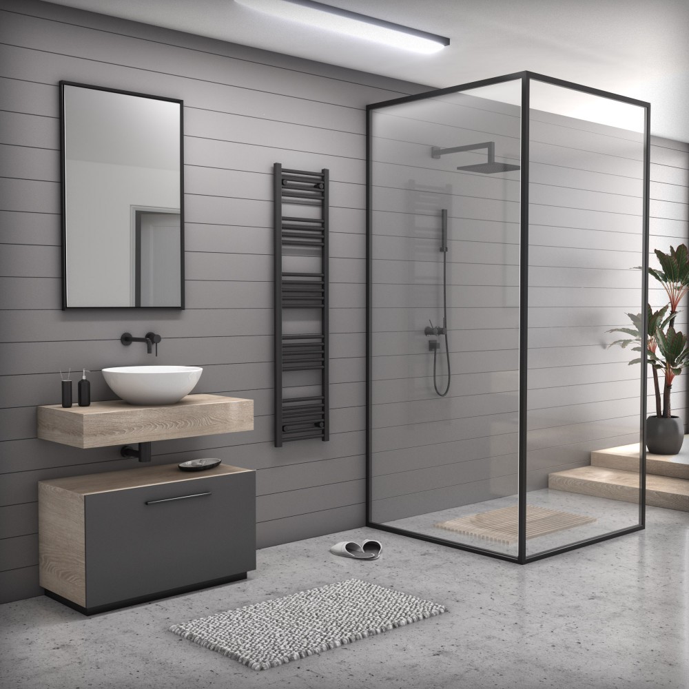 Törölközőszárító radiátor 40 x 160 cm - Nero Italia (fekete) termék 2. képe