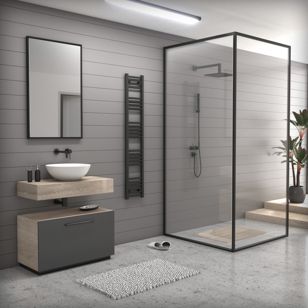Törölközőszárító radiátor 30 x 180 cm - Nero Italia (fekete) termék 2. képe