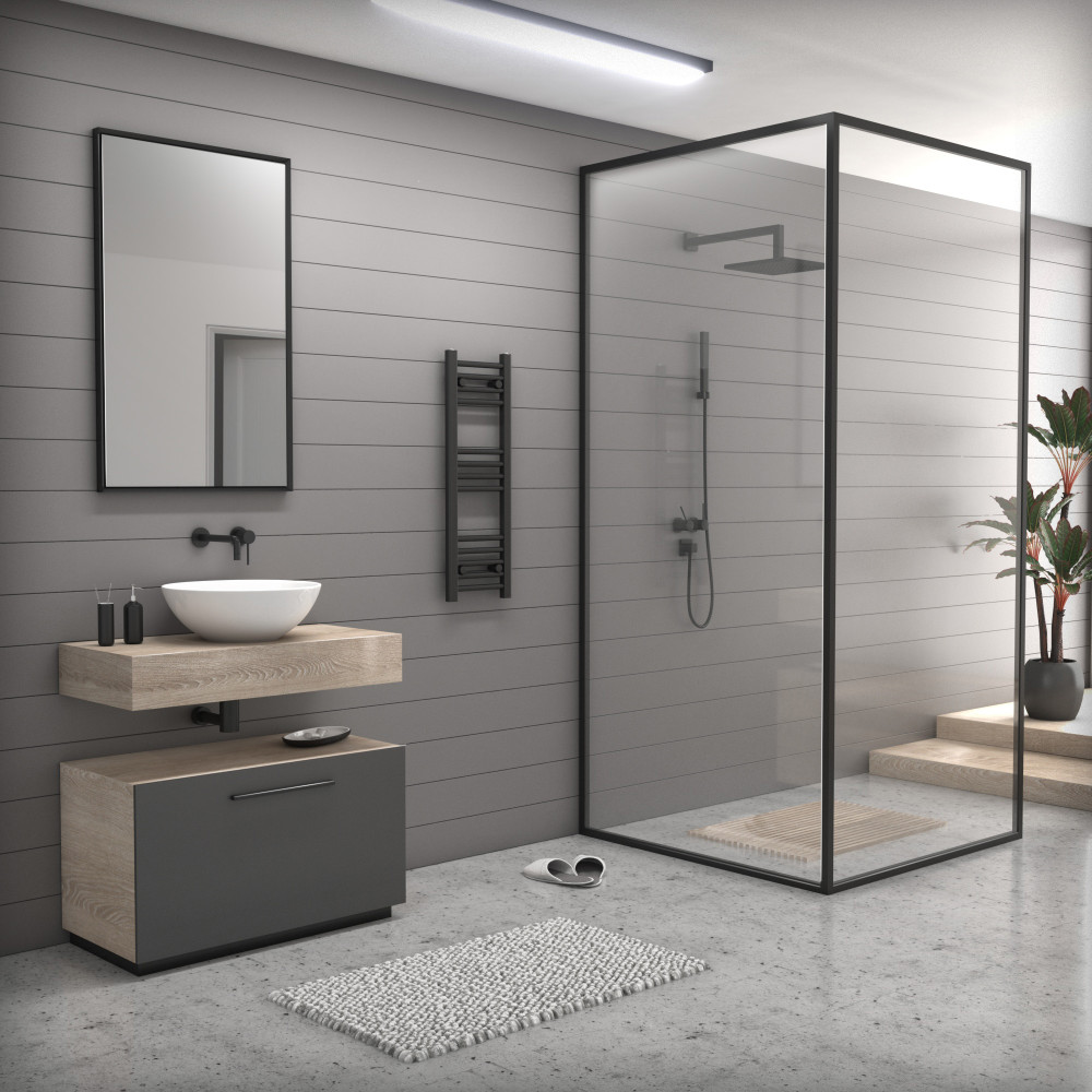 Törölközőszárító radiátor 30 x 90 cm - Nero Italia (fekete) termék 2. képe