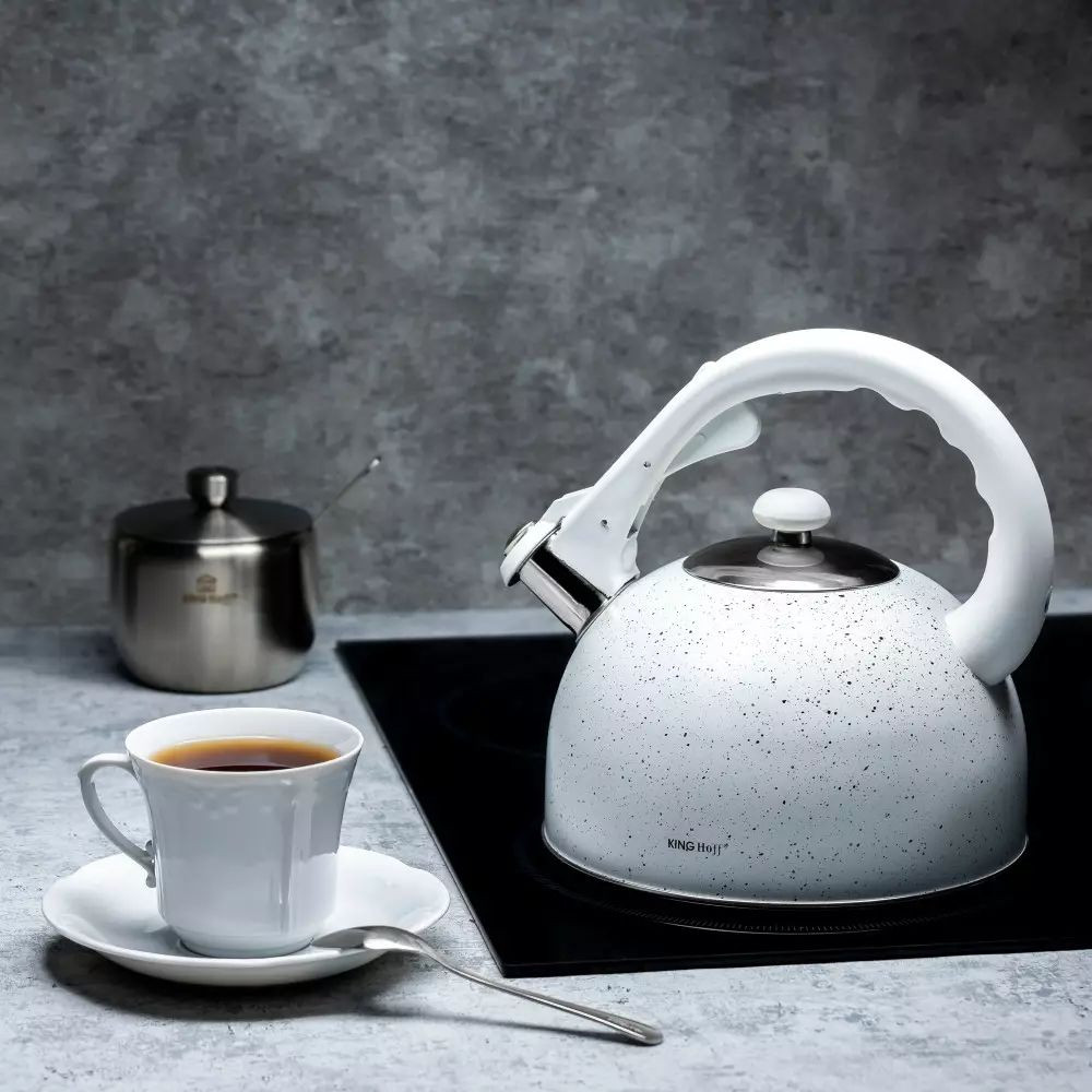 Kinghoff teáskanna, sípszóval, fehér gránit mintás, 2.6L (KH-1407) termék 2. képe