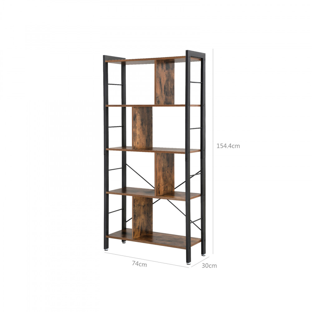 Könyvespolc / tároló polc - Vasagle Loft - 74 x 154 cm termék 2. képe