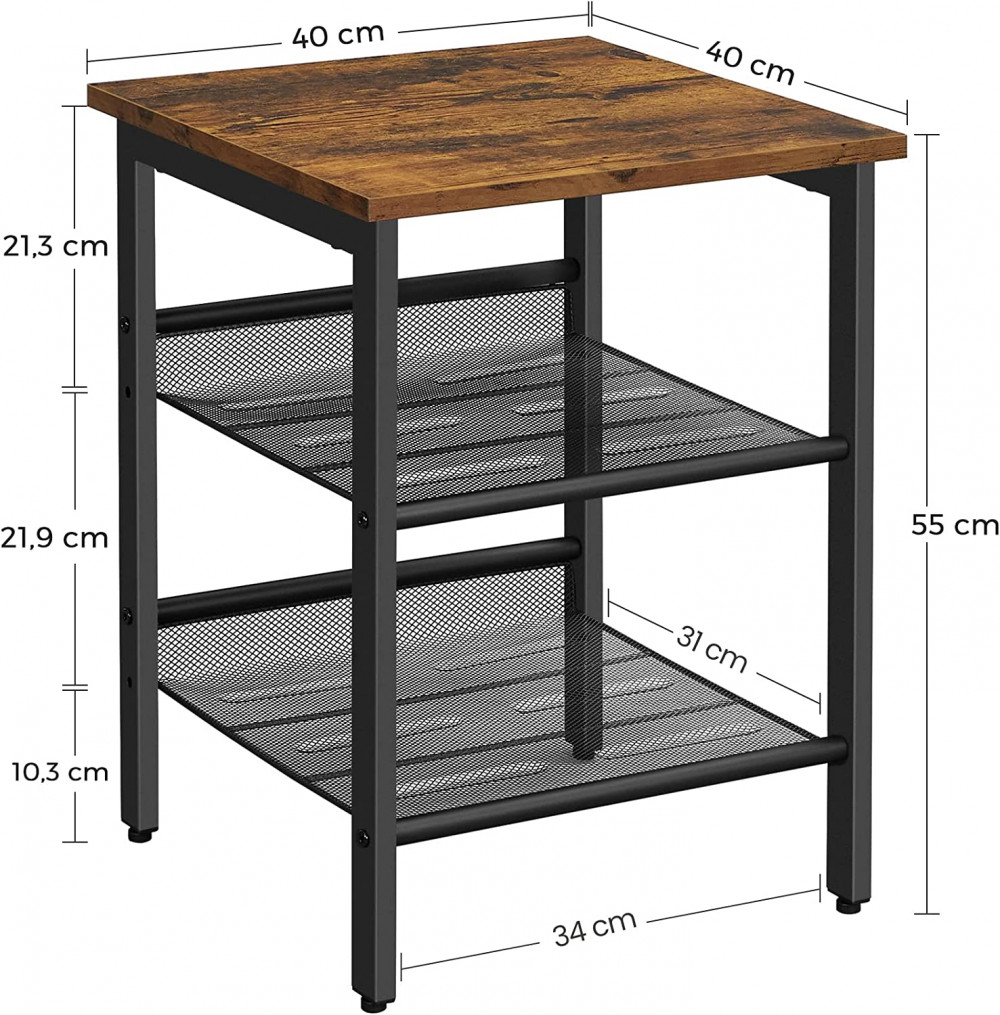 Éjjeliszekrény / oldalsó asztal - Vasagle Loft - 40 x 55 cm termék 2. képe