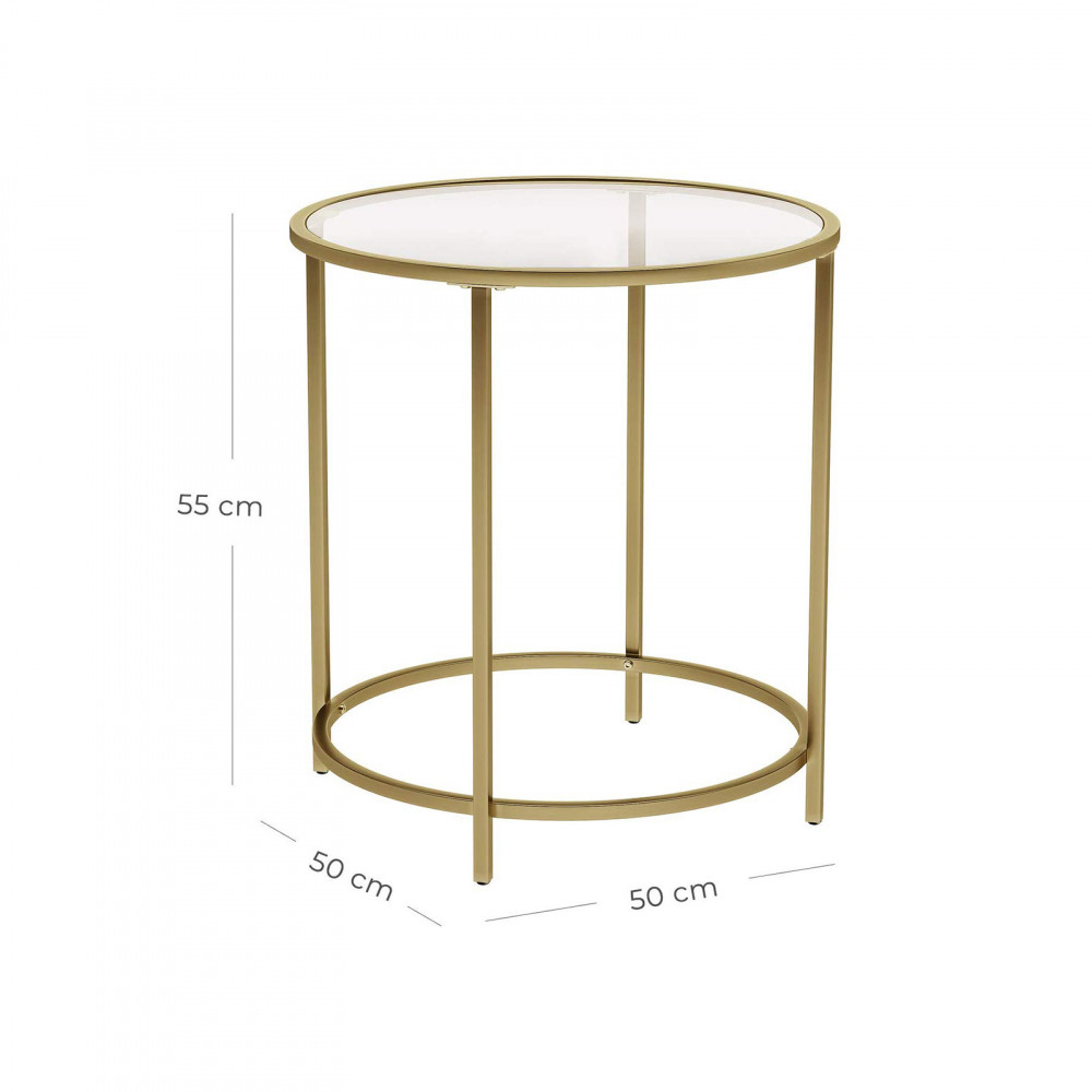 Éjjeliszekrény / oldalsó asztal - arany - Vasagle Loft - Ø50cm termék 2. képe