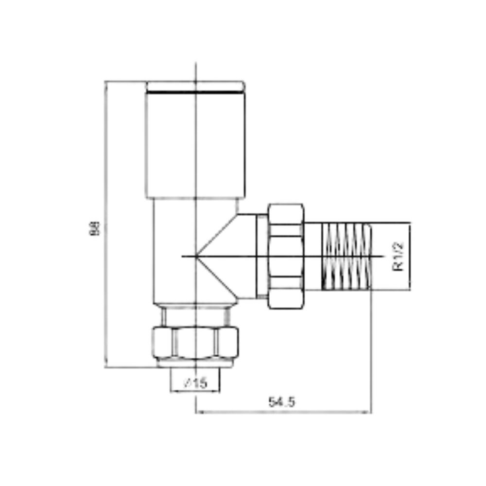 Radiátor sarok szelep - 1/2&quot; - MRV-G (arany) termék 2. képe