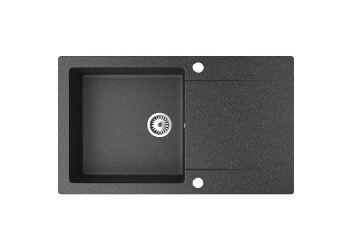 Gránit mosogatótálca NERO Gold + Design Gold csaptelep + dugókiemelő (matt fekete) termék 2. képe