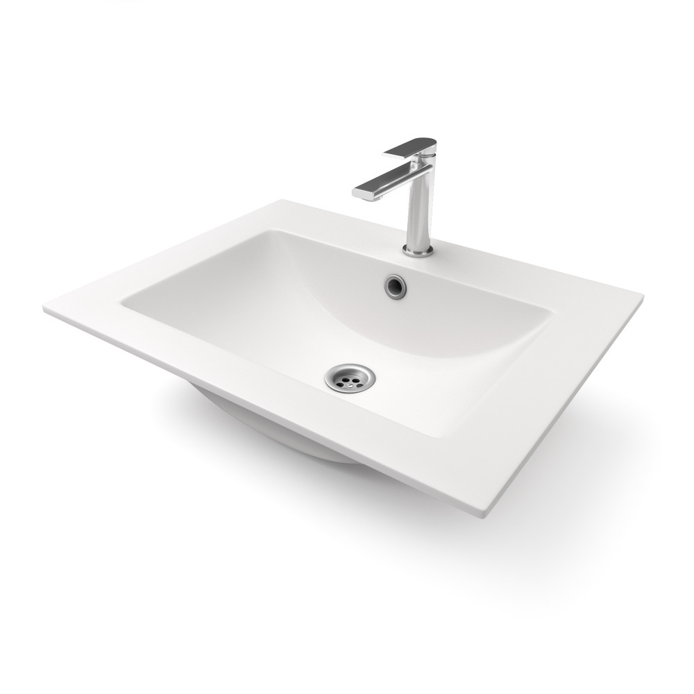 Gránit mosdó NERO Primo + szifon - 61 x 46 cm (fehér) termék 2. képe