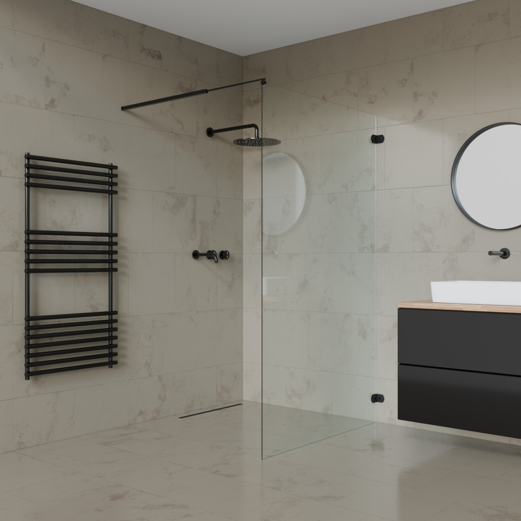 Welland WIA-110 walk-in zuhanyfal - fekete profil - 110 cm termék 2. képe