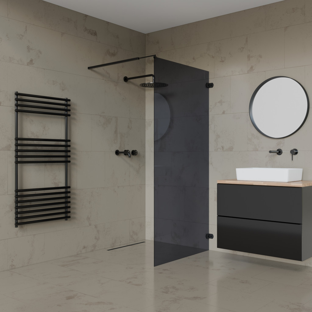 Welland WIA-90 walk-in zuhanyfal - fekete profil / füstüveg - 90 cm termék 2. képe