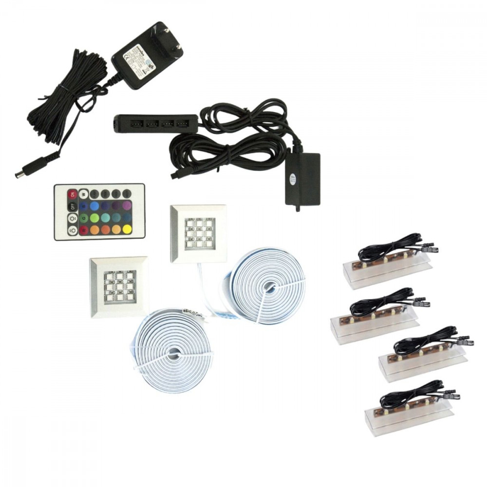 Rejtett LED világítás faliszekrényhez - 2 modul + 4 fénypont - RGB 16 szín akciós termékkép 1