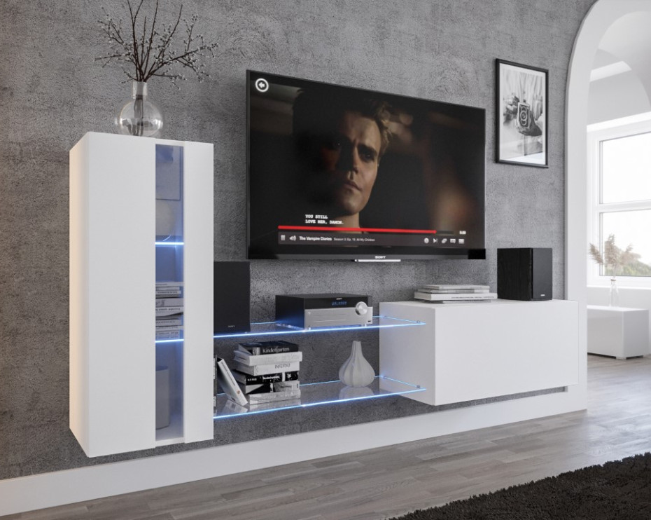 Venezia Concept C45N nappali faliszekrény sor - 216 x 91 cm (matt fehér) akciós termékkép 1