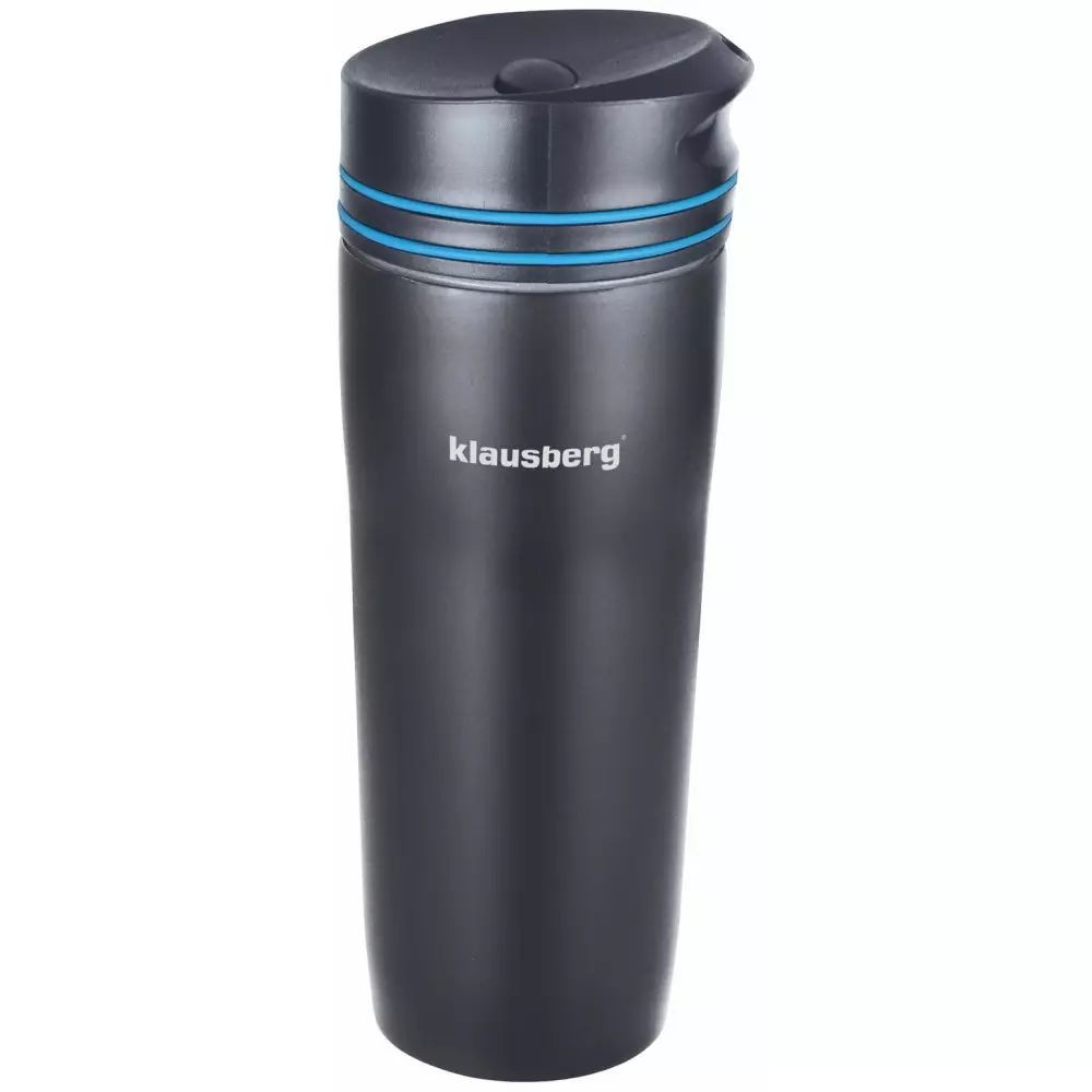 Klausberg dupla falú utazó bögre 380ml - fekete / kék (KB-7149B) akciós termékkép 1