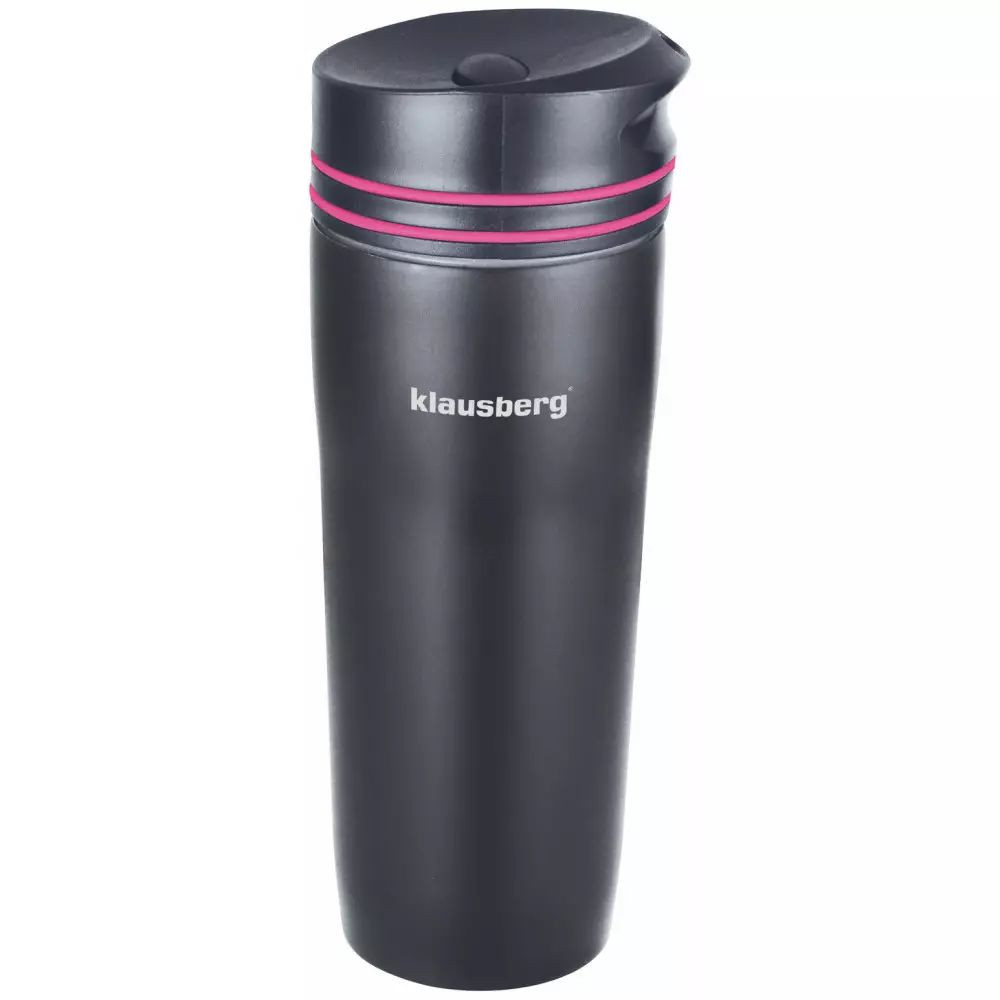 Klausberg dupla falú utazó bögre 380ml - fekete / pink (KB-7149P) akciós termékkép 1