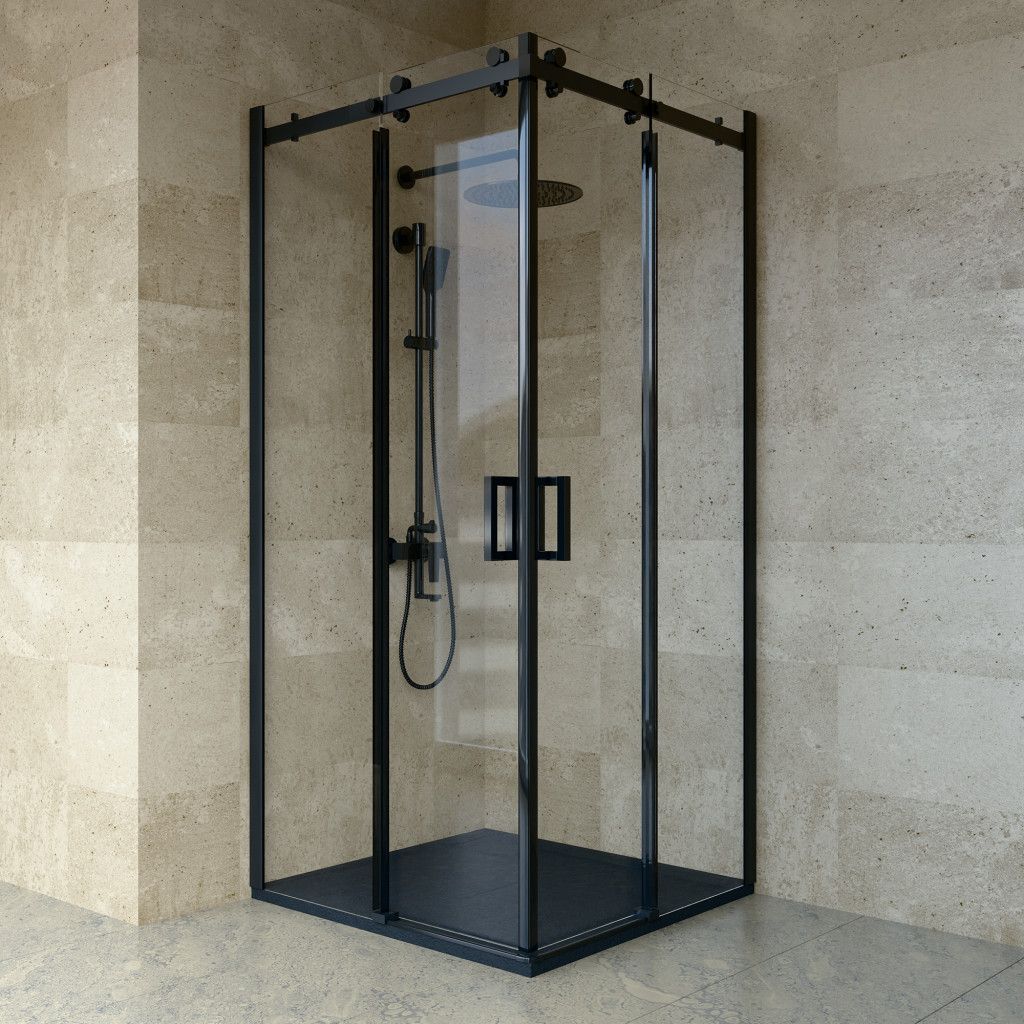 Welland Luxury-Line NSPA-9090 zuhanykabin - 90 x 90 cm - fekete profil akciós termékkép 1