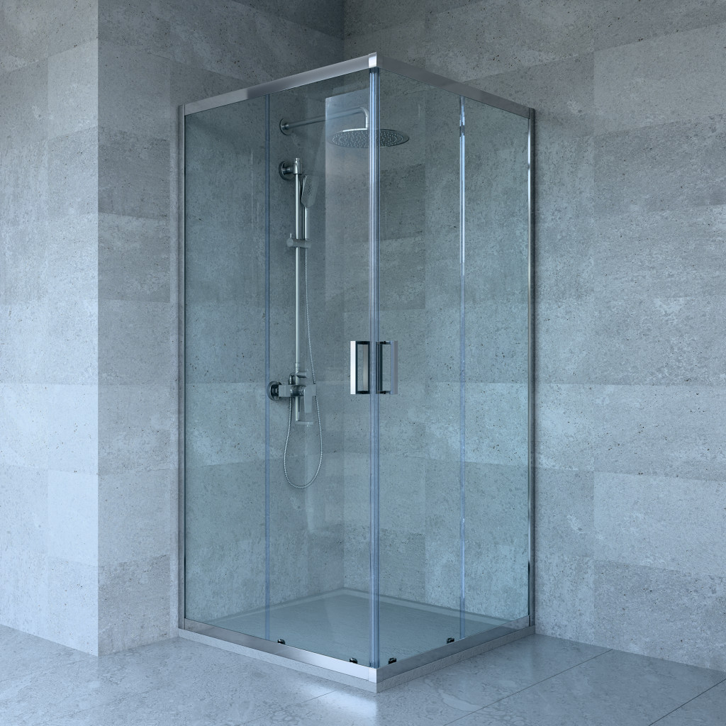 Welland SQ-9090 zuhanykabin elhúzható ajtóval - 90 x 90 cm - króm profil akciós termékkép 1