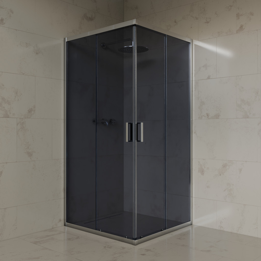 Welland SQ-9090 zuhanykabin elhúzható ajtóval - 90 x 90 cm - króm profil / füstüveg akciós termékkép 1