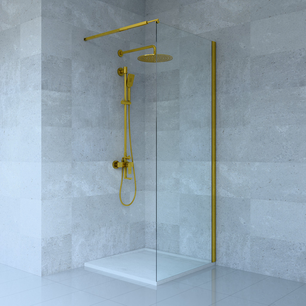 Welland WIC-80 walk-in zuhanyfal - arany profil - 80 cm akciós termékkép 1